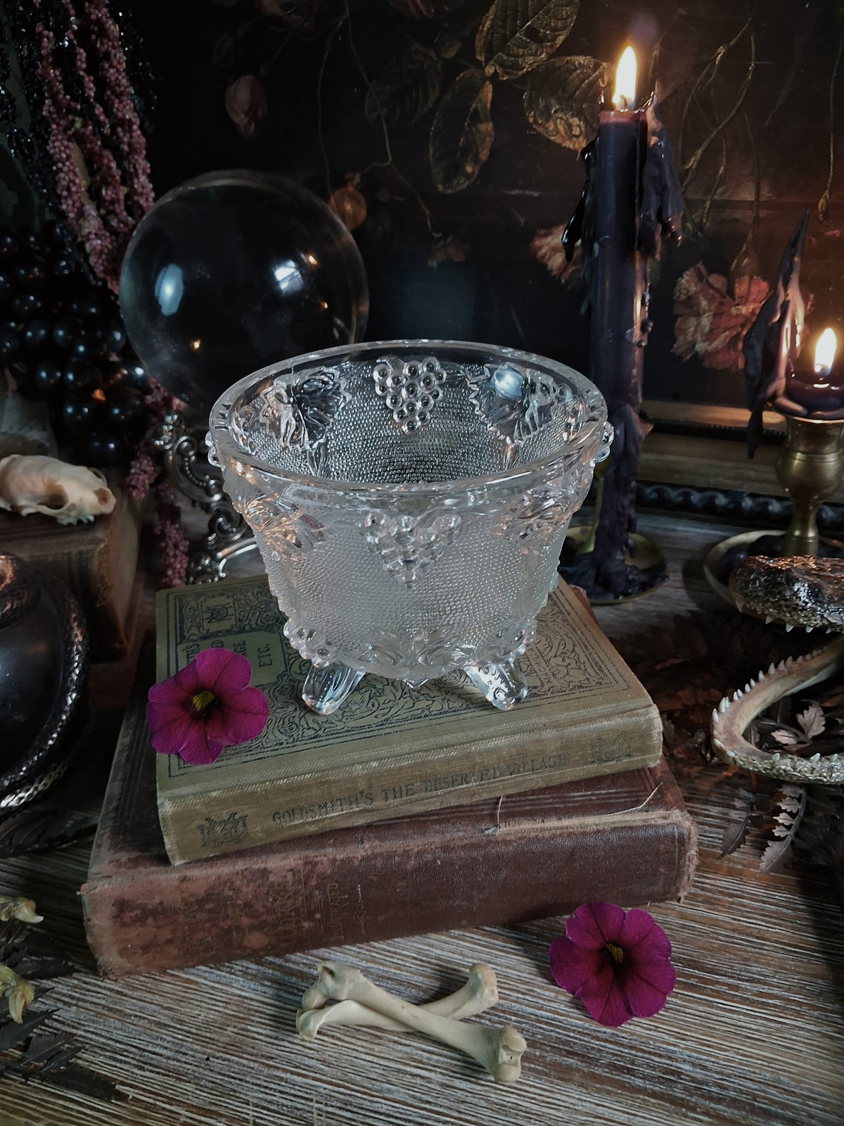 Vintage Glass Grape Cauldron