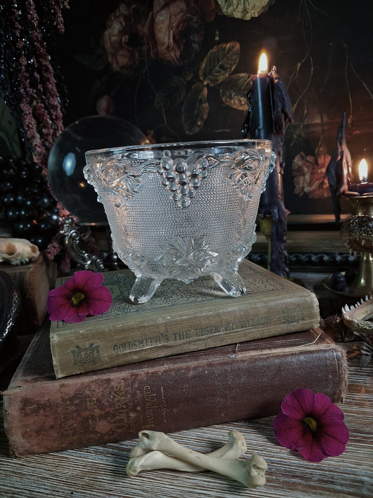 Vintage Glass Grape Cauldron