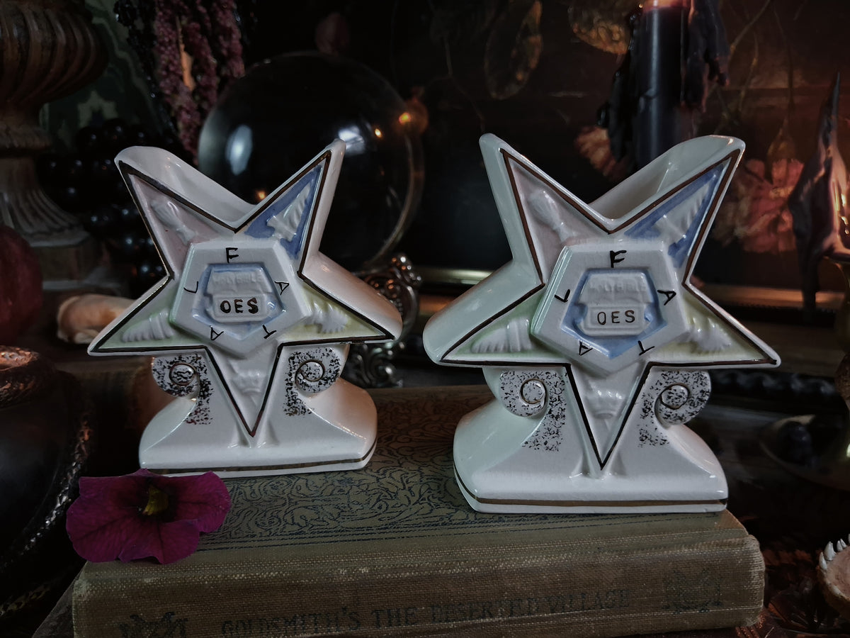 Pair of Vintage Order of the Eastern Star Vases