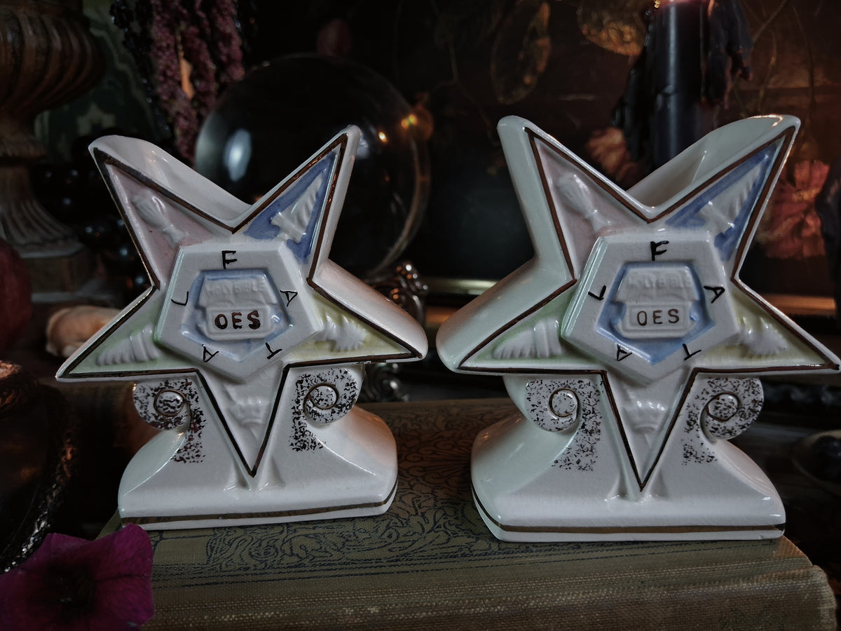 Pair of Vintage Order of the Eastern Star Vases