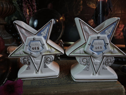 Pair of Vintage Order of the Eastern Star Vases