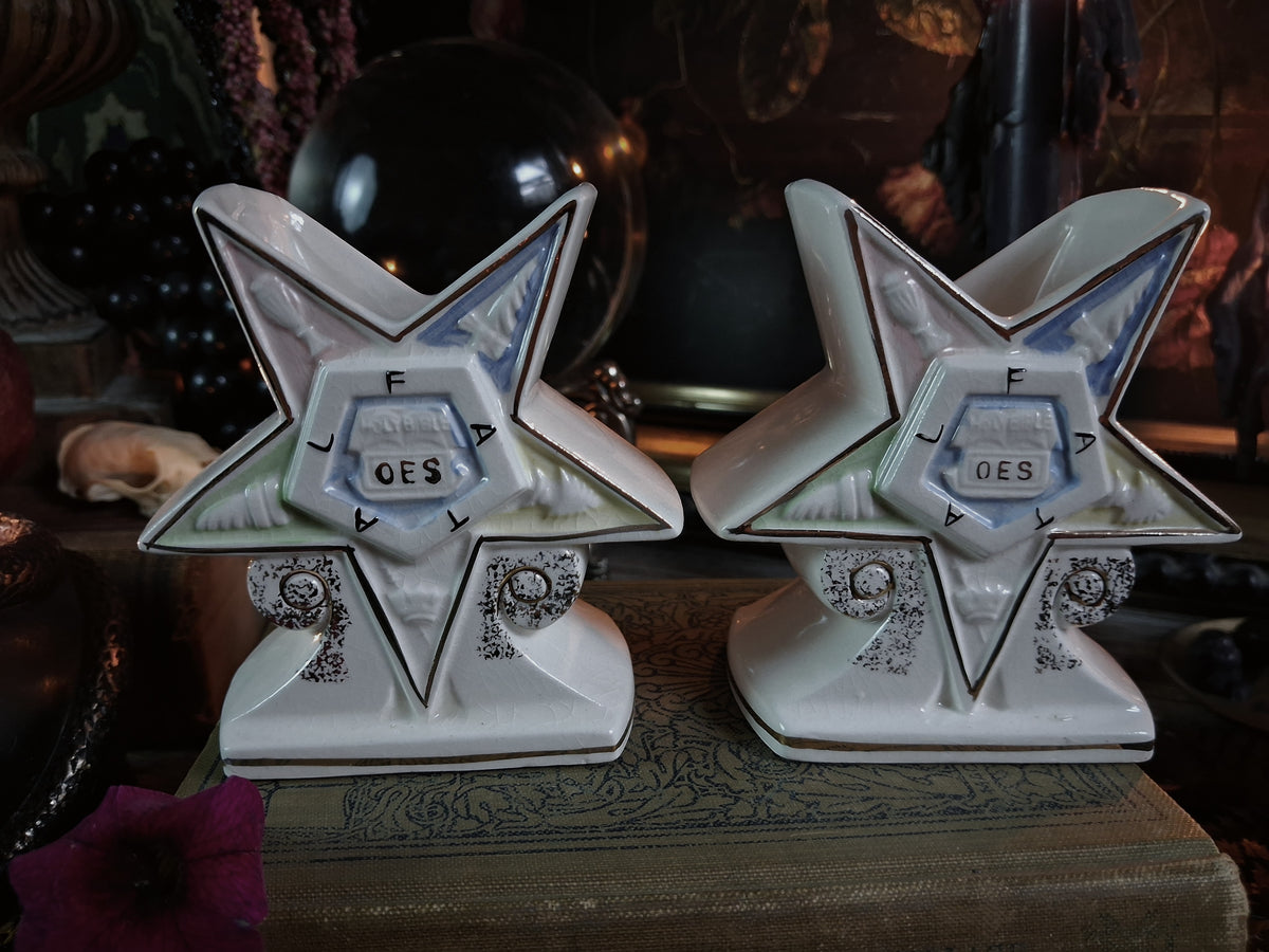 Pair of Vintage Order of the Eastern Star Vases