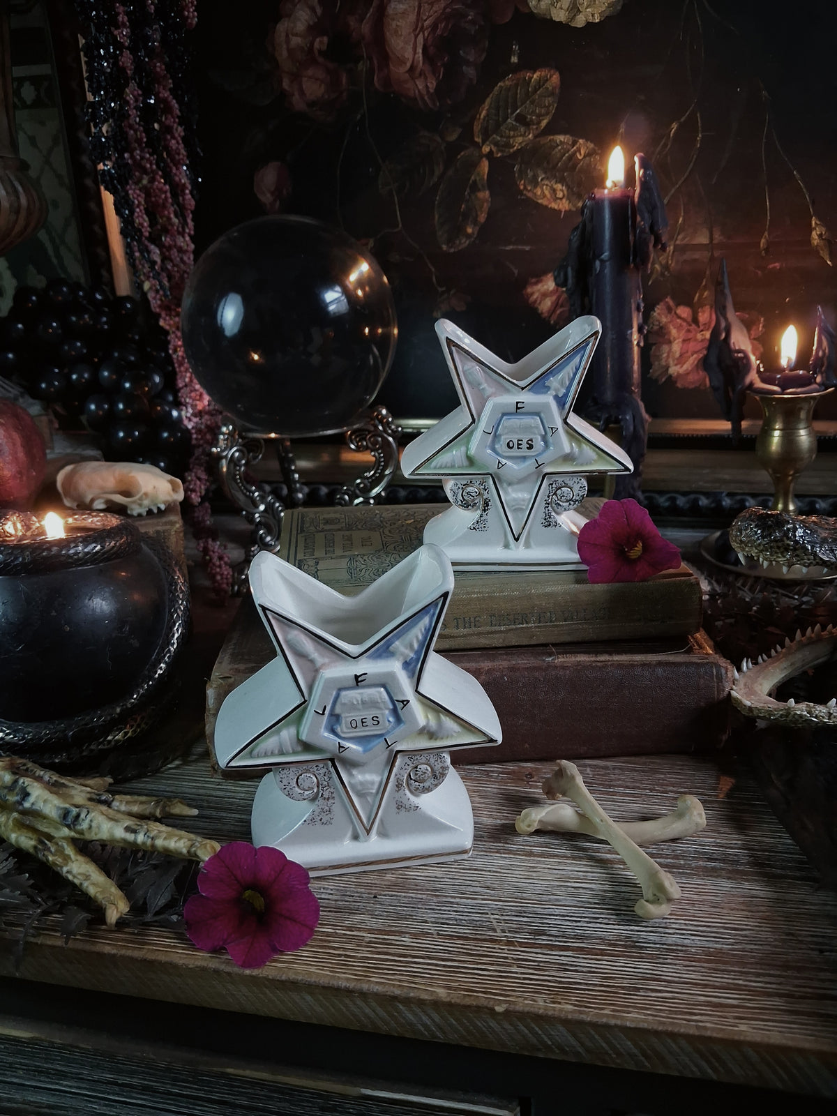 Pair of Vintage Order of the Eastern Star Vases
