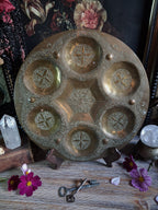 Vintage Engraved Brass Six-Compartment Altar Tray