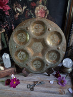 Vintage Engraved Brass Six-Compartment Altar Tray