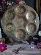 Vintage Engraved Brass Six-Compartment Altar Tray