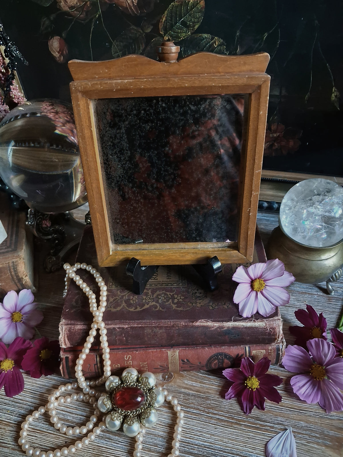 Vintage Foxed Glass Wall Mirror