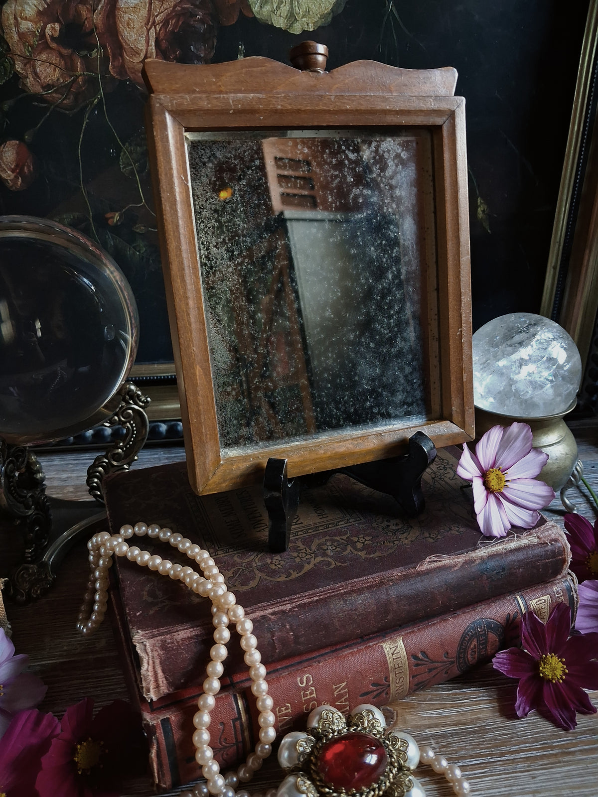 Vintage Foxed Glass Wall Mirror
