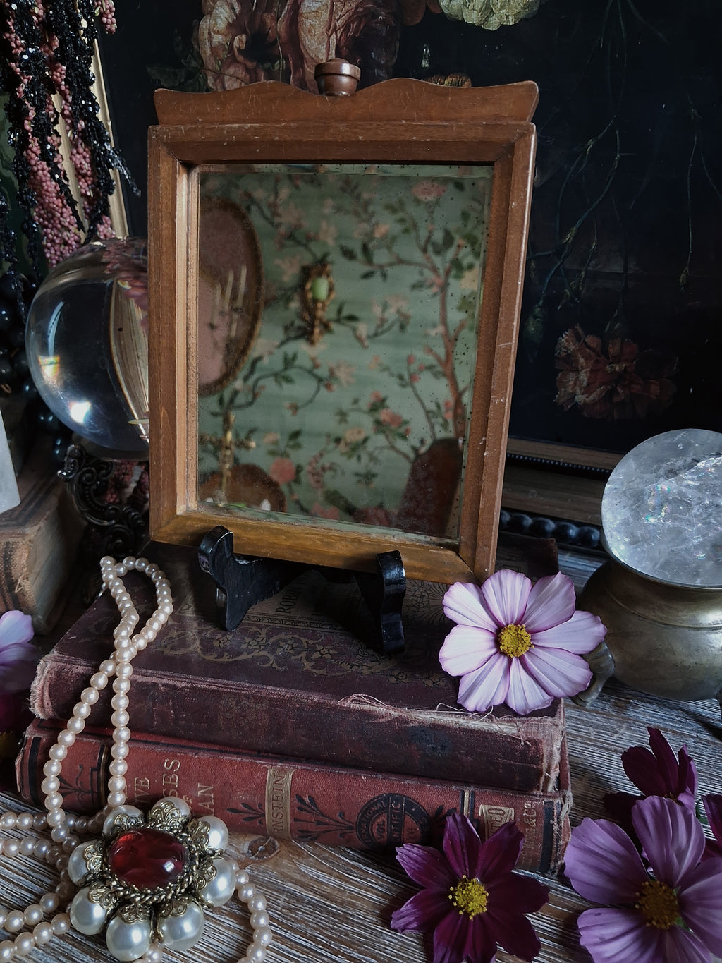 Vintage Foxed Glass Wall Mirror