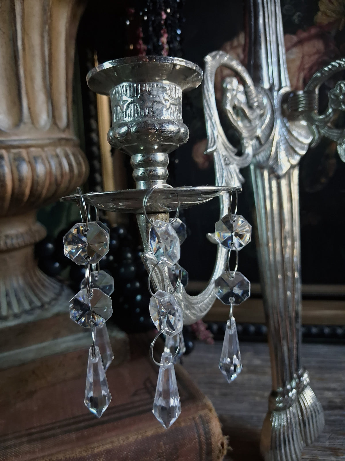 Pair of Vintage Ornate Silver Wall Sconces