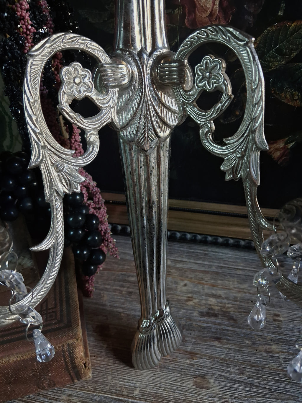 Pair of Vintage Ornate Silver Wall Sconces