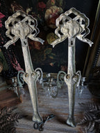Pair of Vintage Ornate Silver Wall Sconces