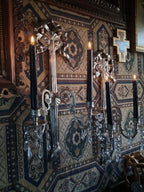Pair of Vintage Ornate Silver Wall Sconces