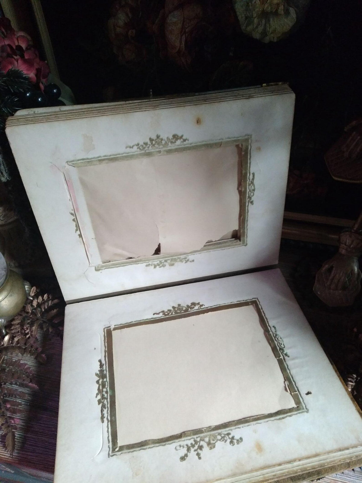 Antique Victorian Green Velvet Photo Album