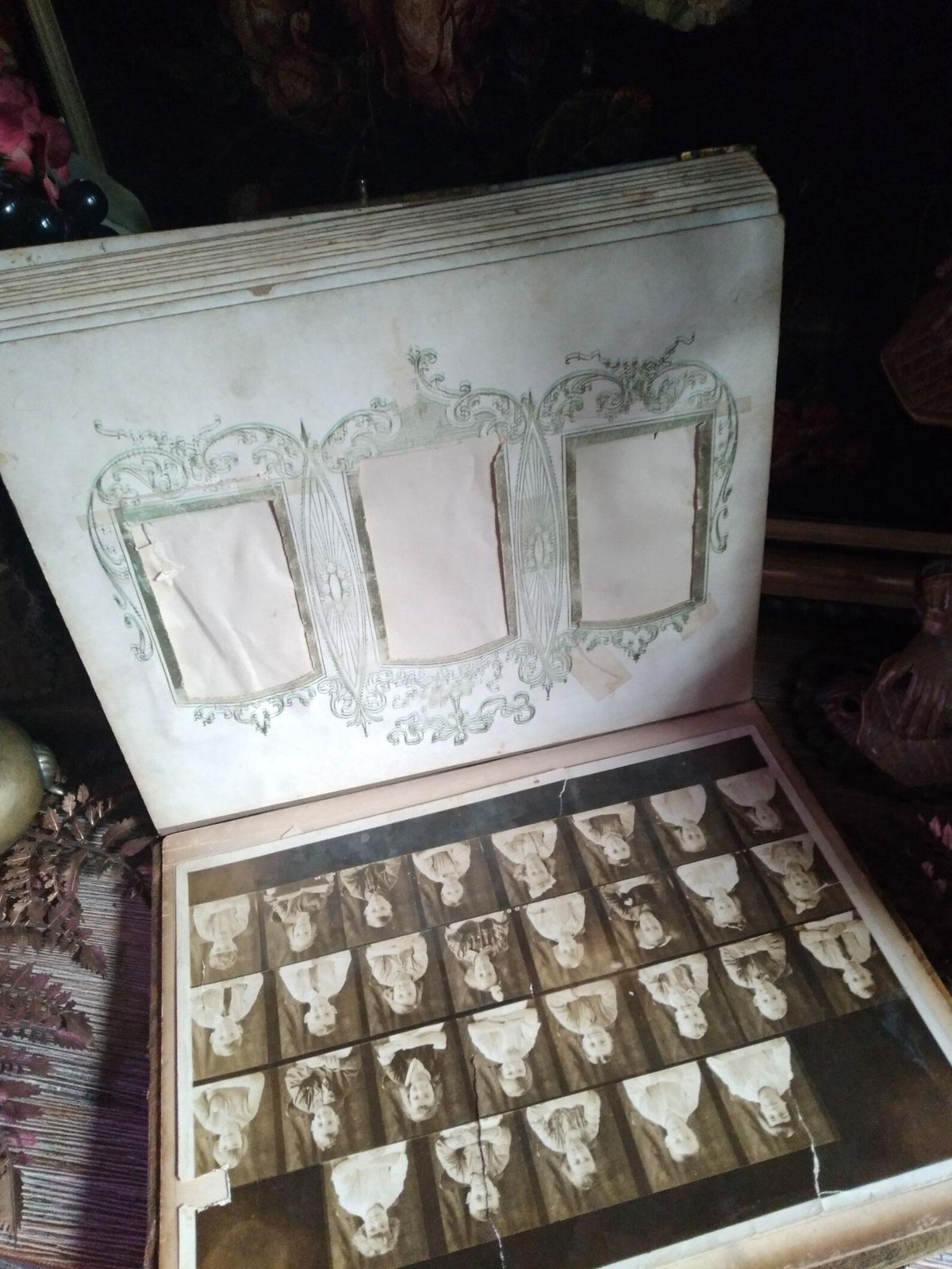 Antique Victorian Green Velvet Photo Album