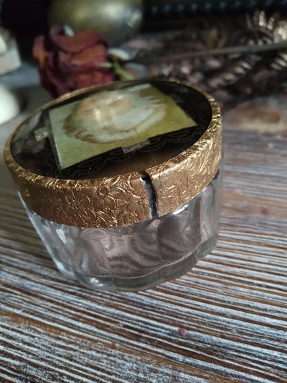 Vintage Baroque Portrait Glass Powder Box