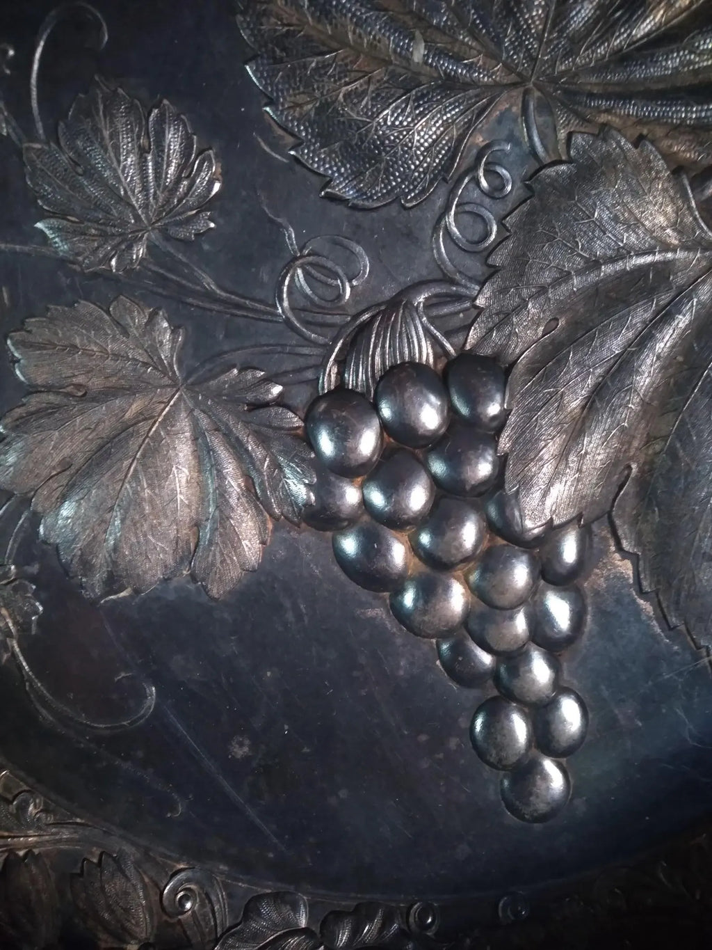 19th-Century Silver Grape Offering Basket