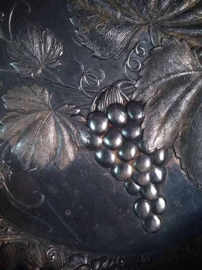 19th-Century Silver Grape Offering Basket