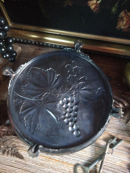 19th-Century Silver Grape Offering Basket