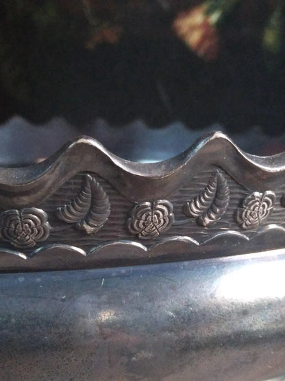 19th-Century Silver Grape Offering Basket
