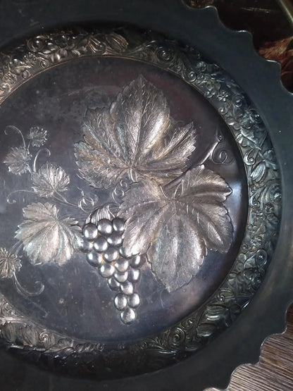 19th-Century Silver Grape Offering Basket