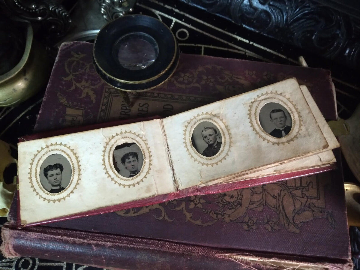 Antique Miniature Gem Tintype Photo Album