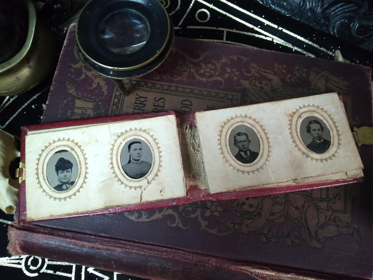 Antique Miniature Gem Tintype Photo Album