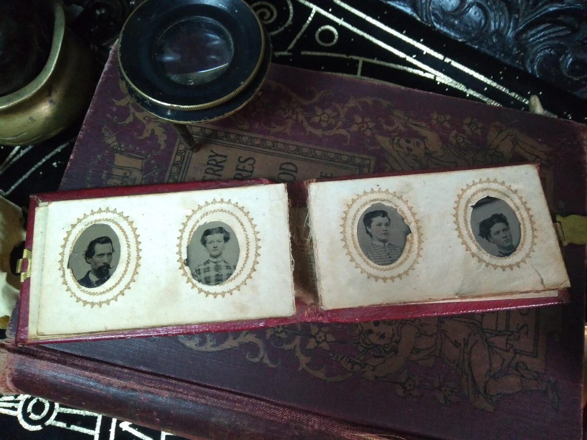 Antique Miniature Gem Tintype Photo Album