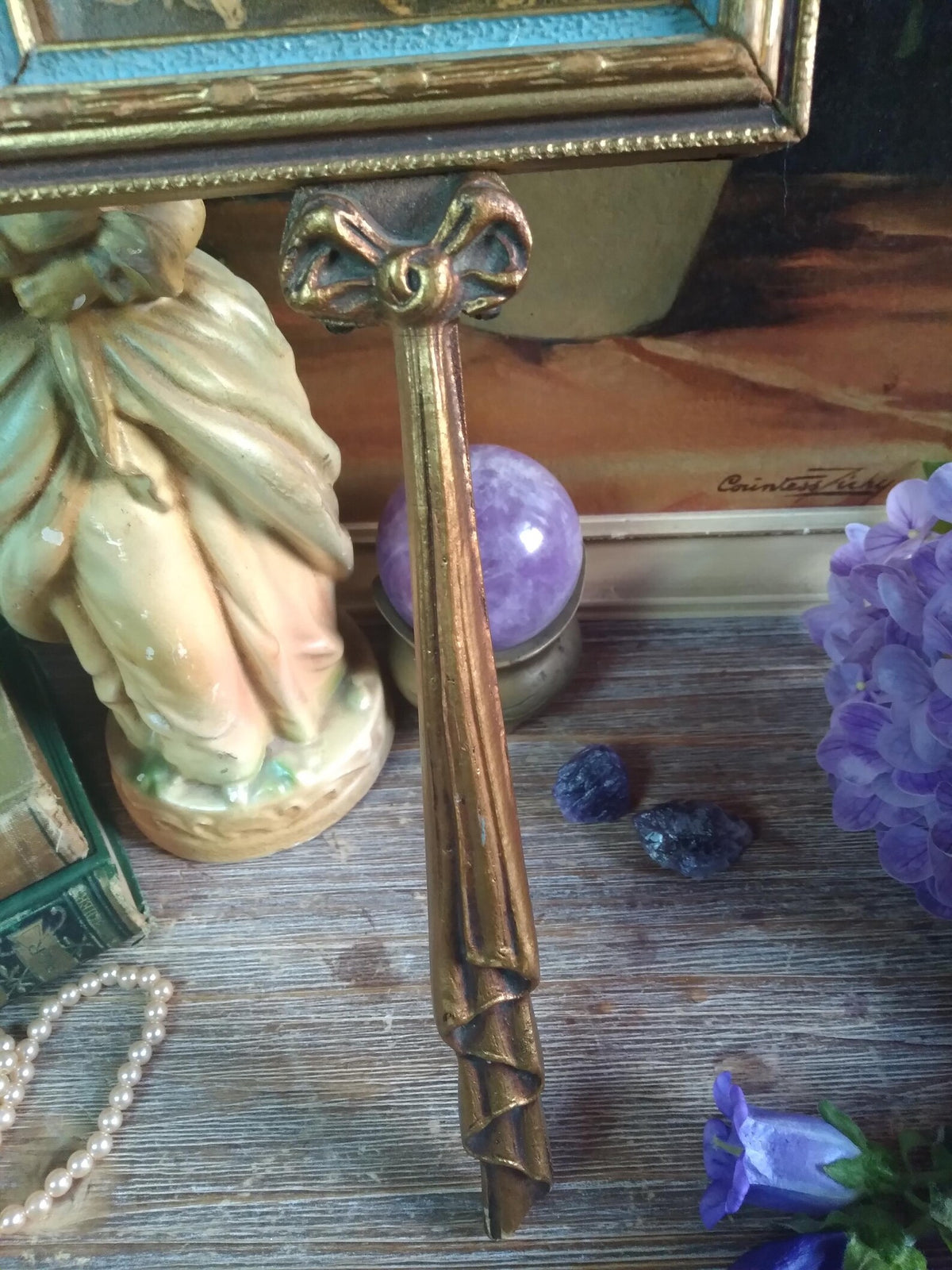 Antique Baroque Hand Mirror / Scrying Mirror