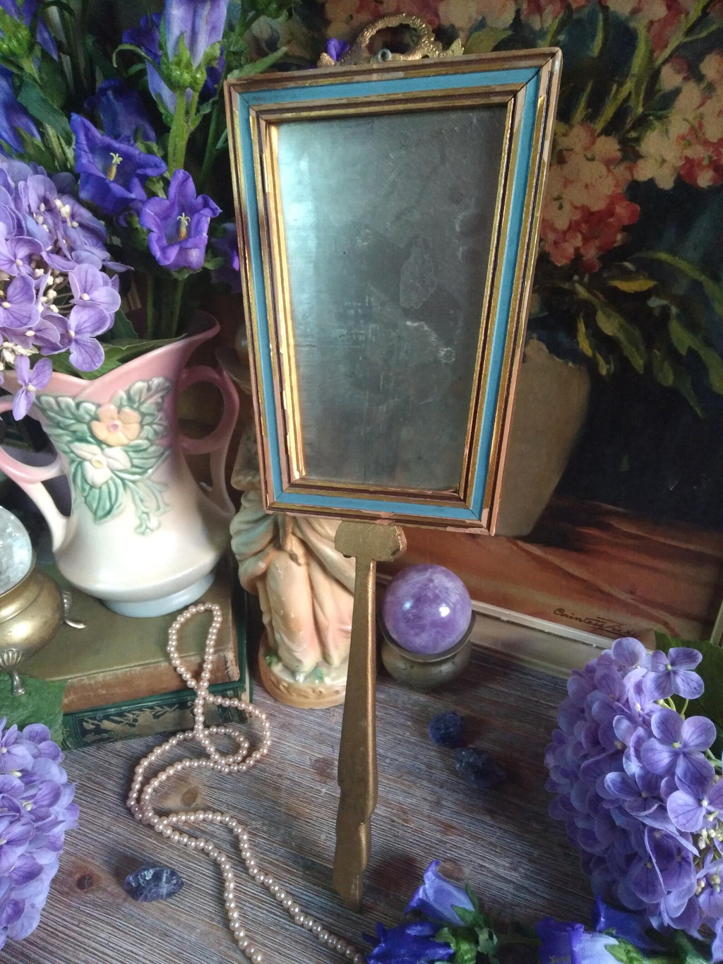 Antique Baroque Hand Mirror / Scrying Mirror