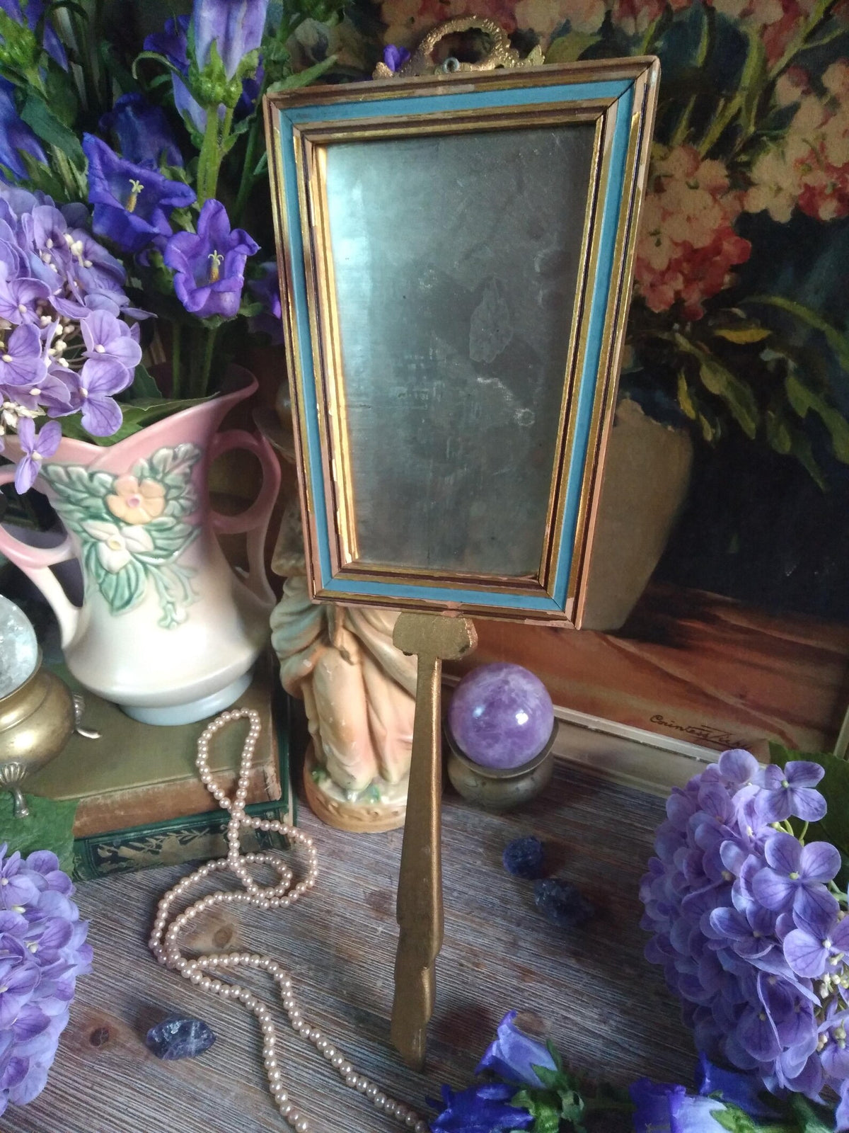 Antique Baroque Hand Mirror / Scrying Mirror