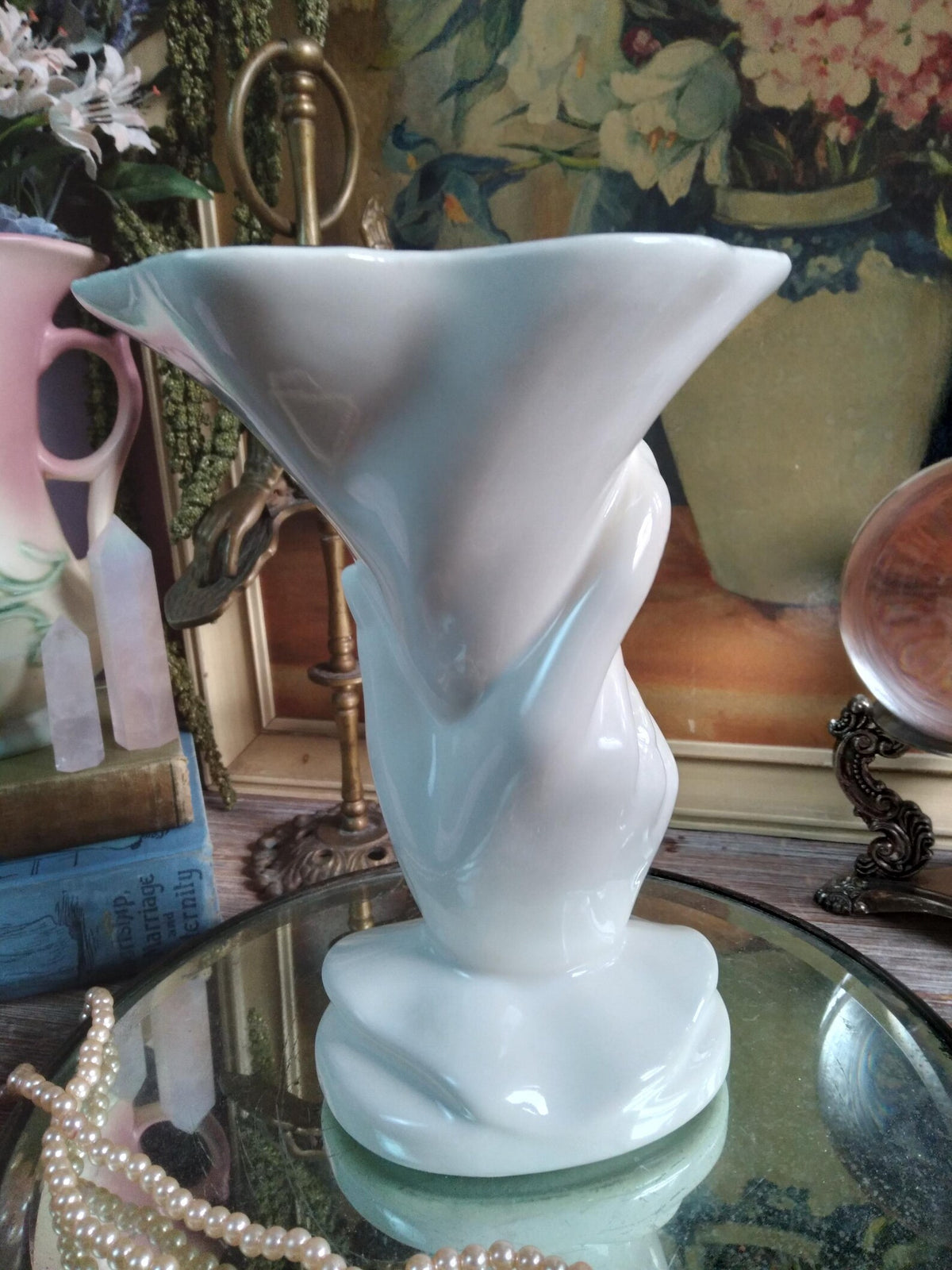 Vintage 1940s White Hand Vase
