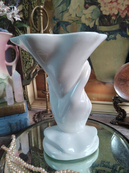 Vintage 1940s White Hand Vase
