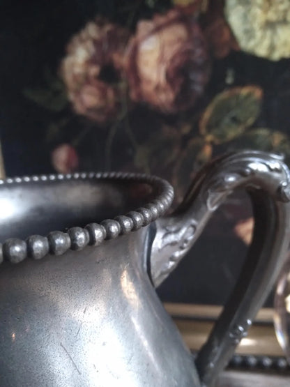 Antique Silver Engraved Footed Cauldron