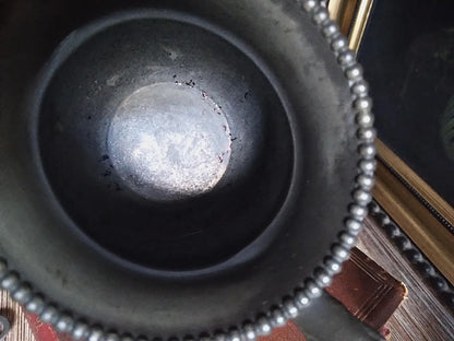 Antique Silver Engraved Footed Cauldron