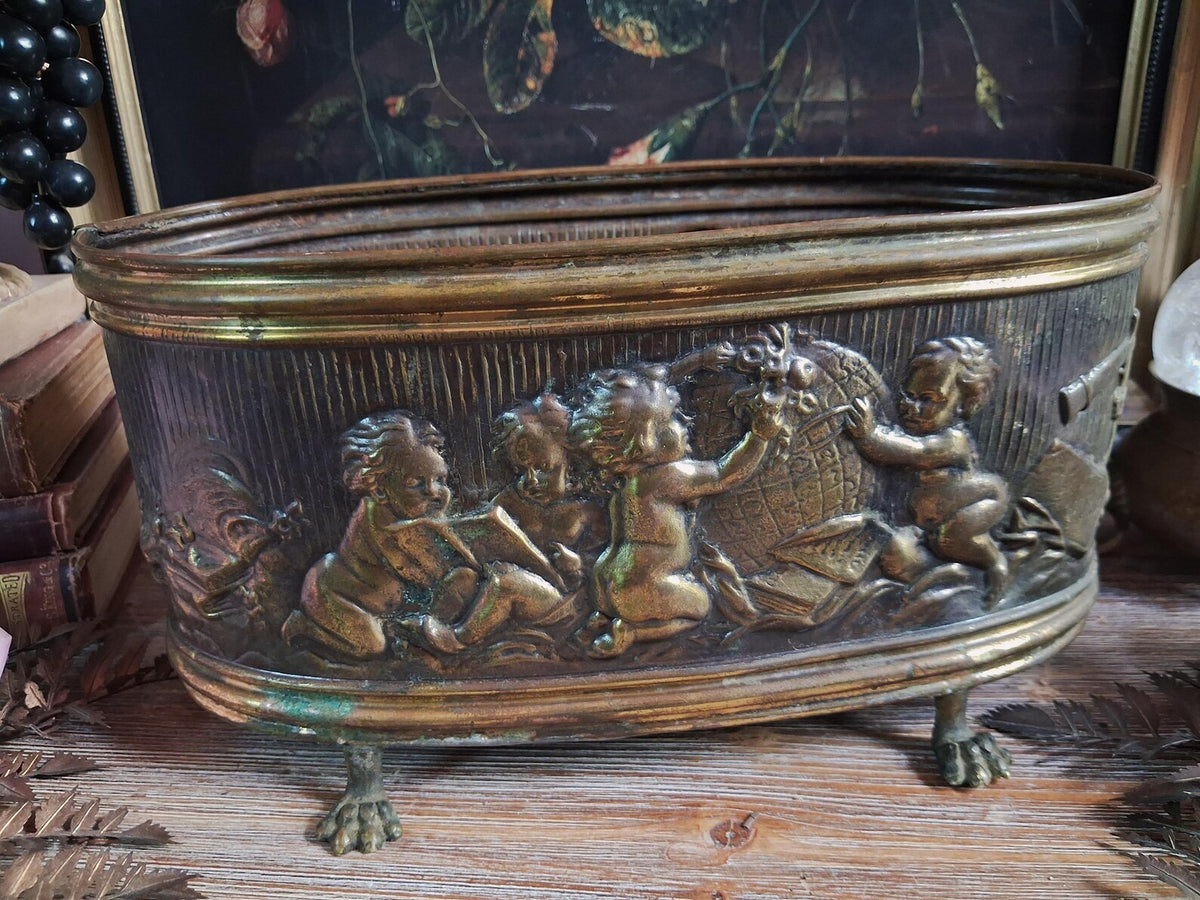 Vintage Lion-Footed Cherub Jardinière