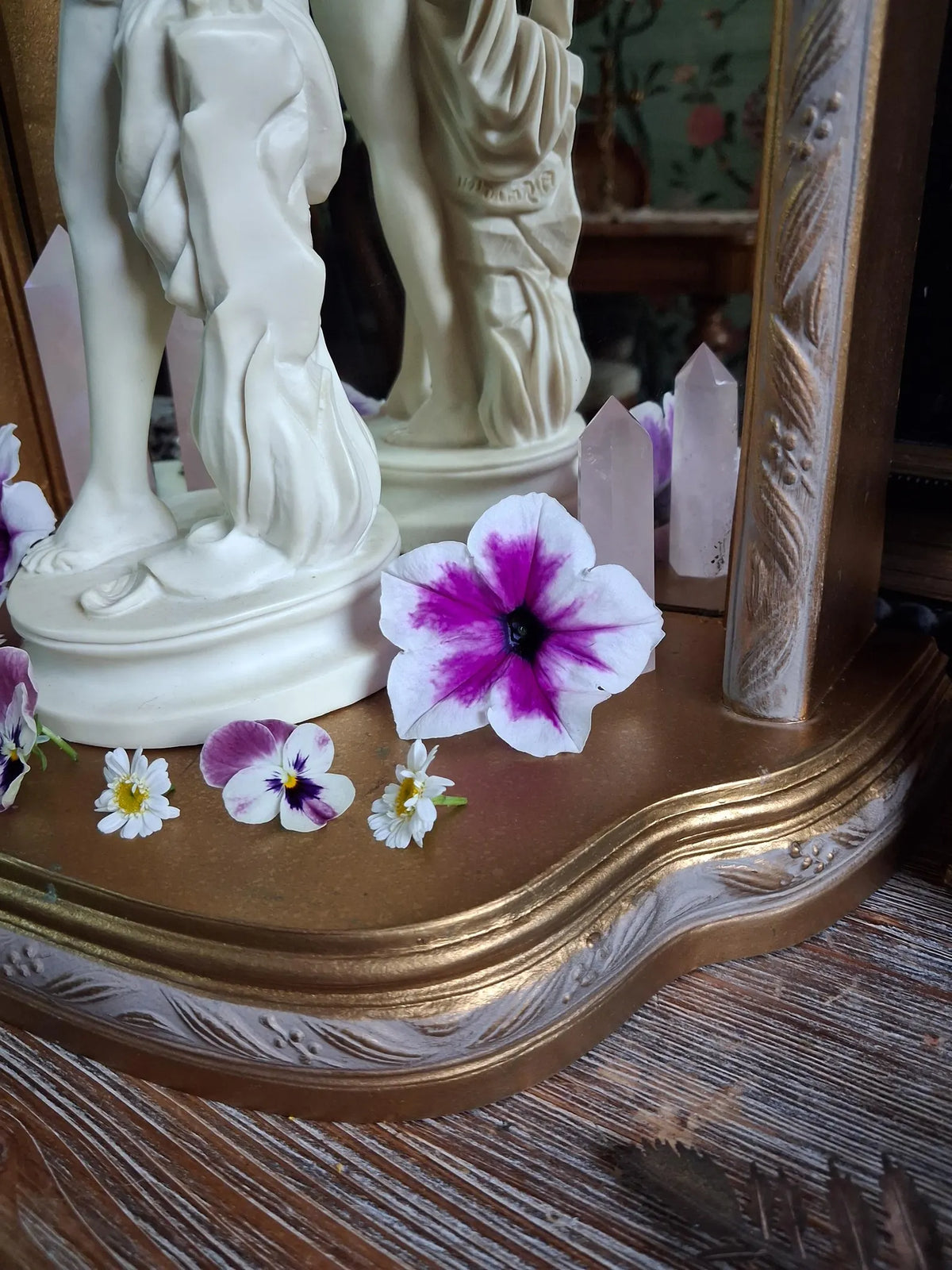 Vintage Gold Gothic Arched Mirror Shelf