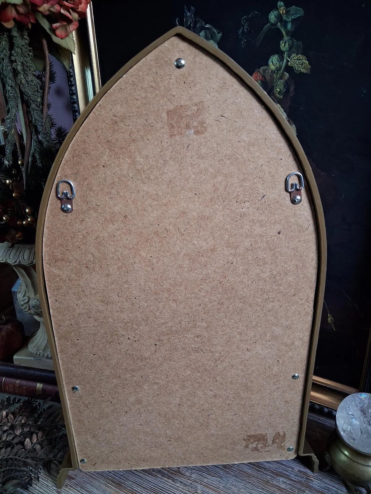 Vintage Gold Gothic Arched Mirror Shelf
