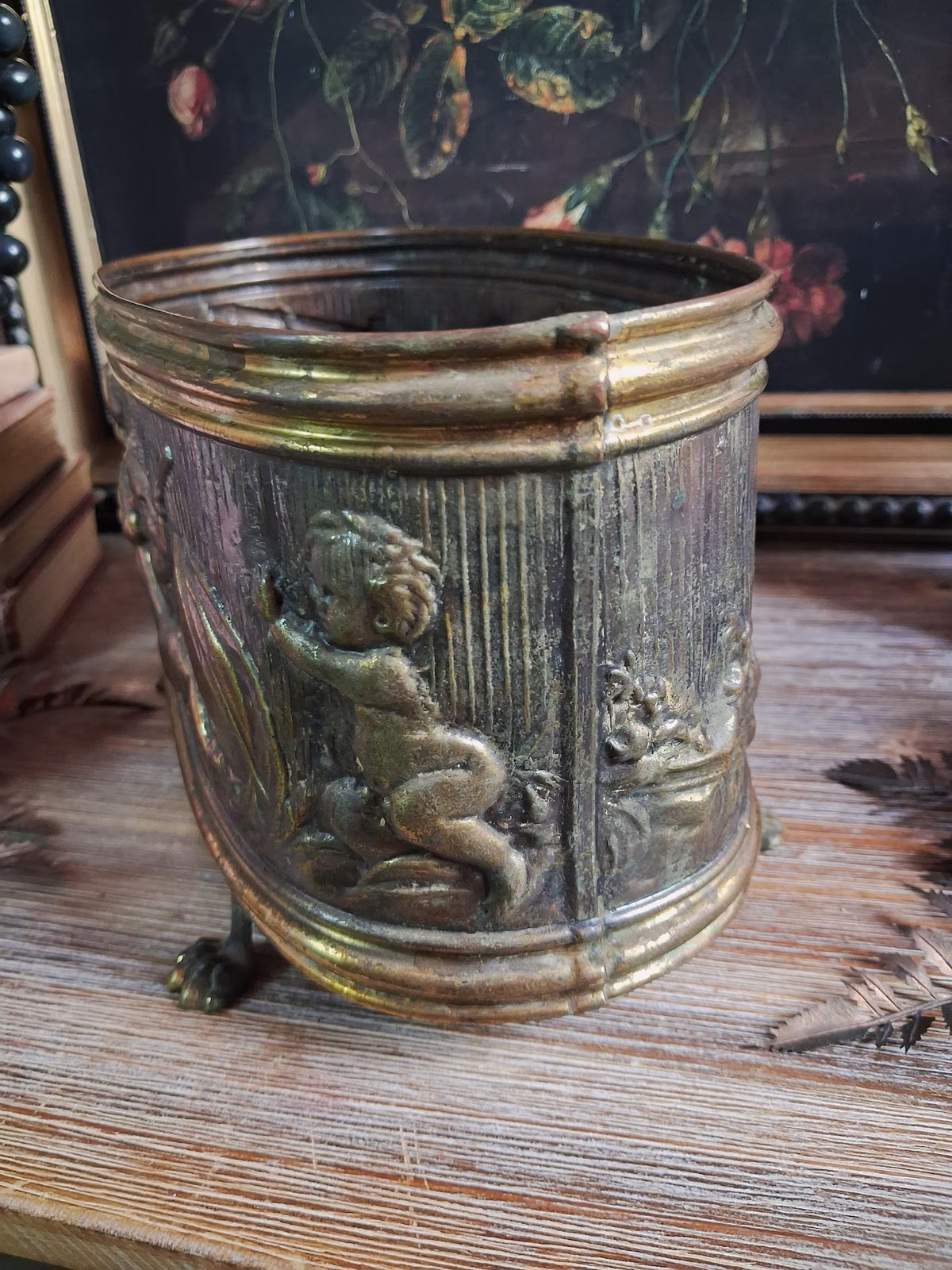 Vintage Lion-Footed Cherub Jardinière