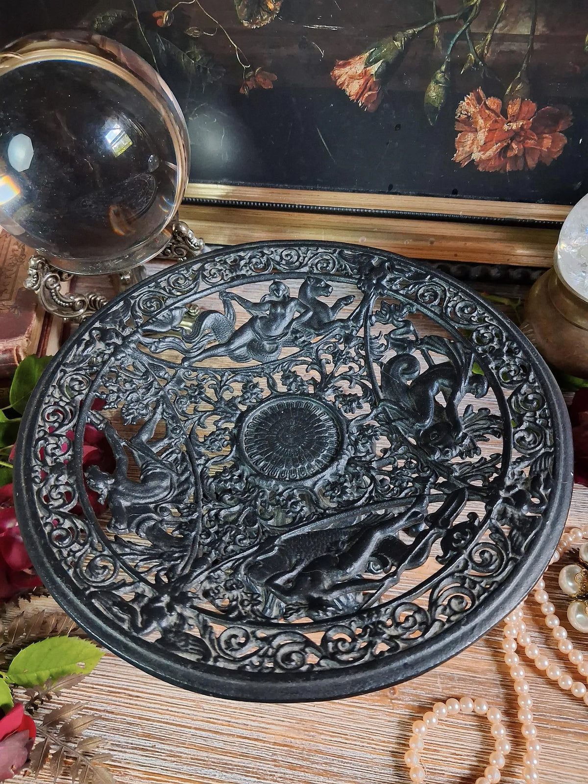 Vintage Baroque Sea Goddess Pedestal Stand