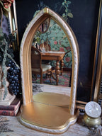 Vintage Gold Gothic Arched Mirror Shelf