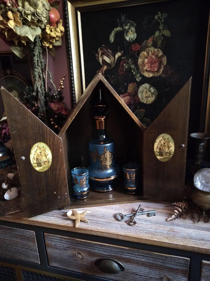 Vintage Sailing Ship Altar Cabinet