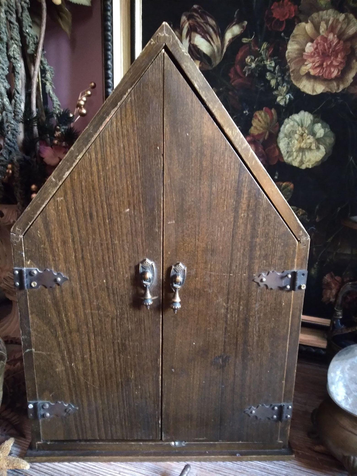 Vintage Sailing Ship Altar Cabinet