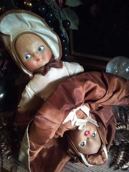 Antique Black & White Topsy-Turvy Doll