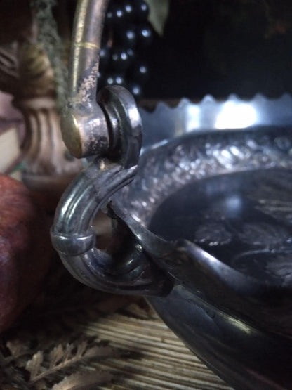 19th-Century Silver Grape Offering Basket