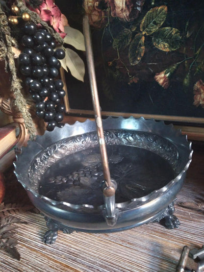 19th-Century Silver Grape Offering Basket