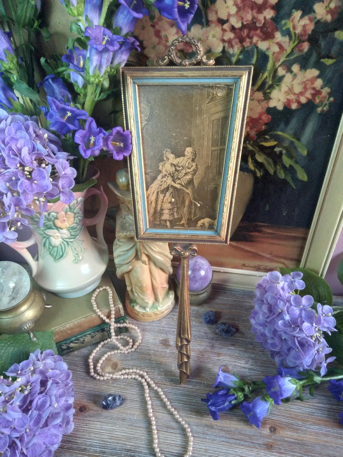 Antique Baroque Hand Mirror / Scrying Mirror