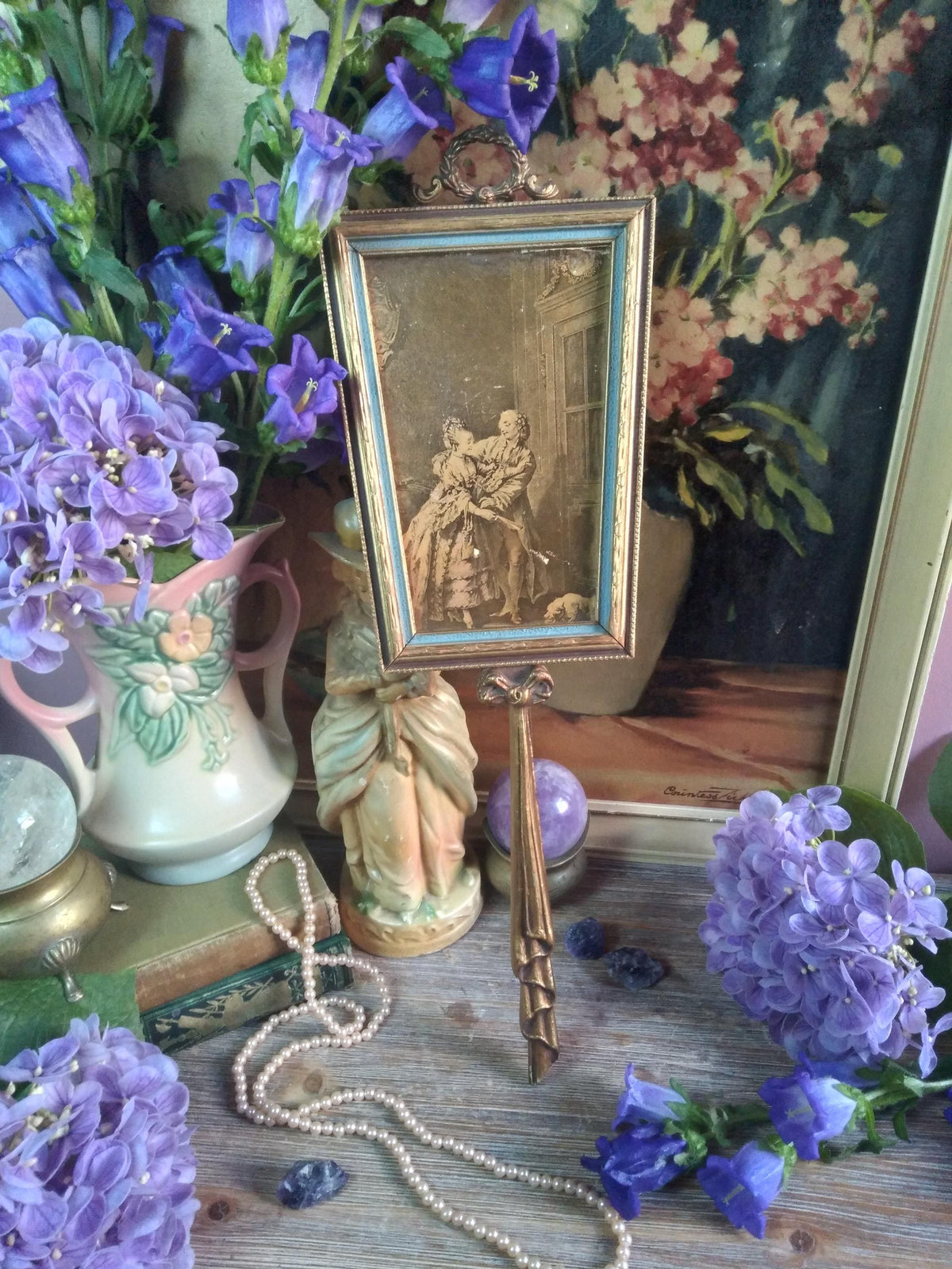 Antique Baroque Hand Mirror / Scrying Mirror