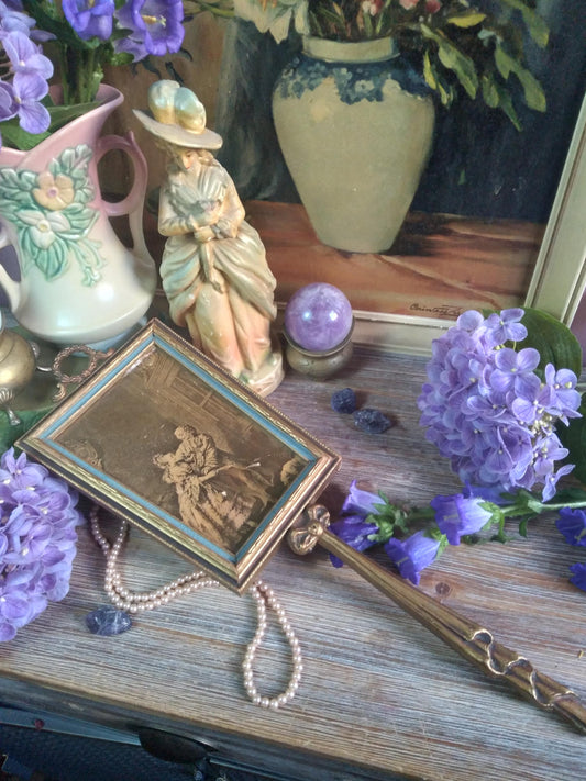 Antique Baroque Hand Mirror / Scrying Mirror