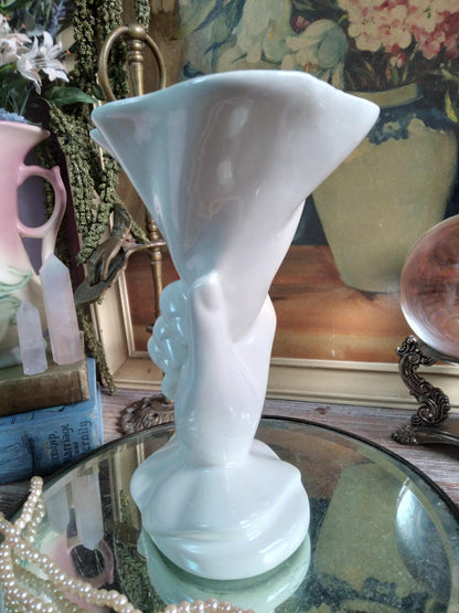 Vintage 1940s White Hand Vase